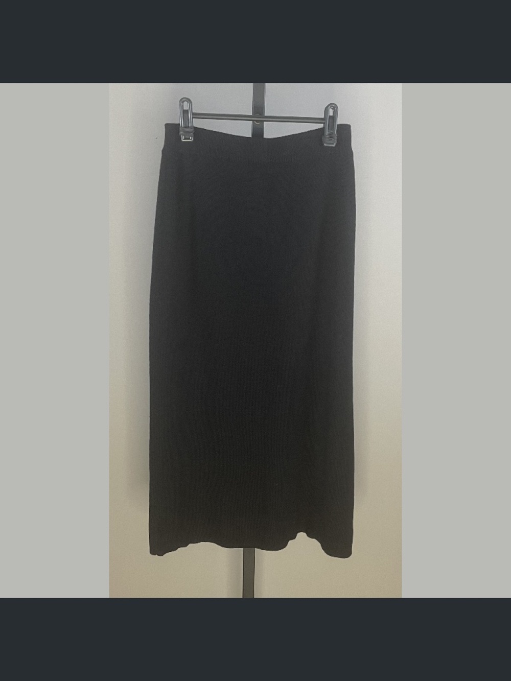 Clio Skirt Womens Small black knit designer pencil midi classic